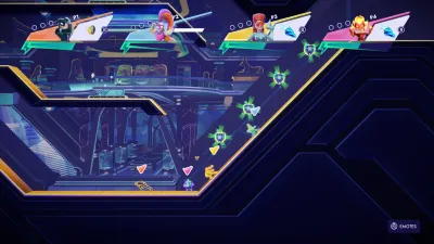 Runners racing through an Egyptian-temple-themed interior course in SpeedRunners 2